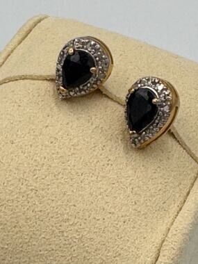 2.87 Cts Natural Diamonds & Sapphire Sterling Silver Designer Earrings